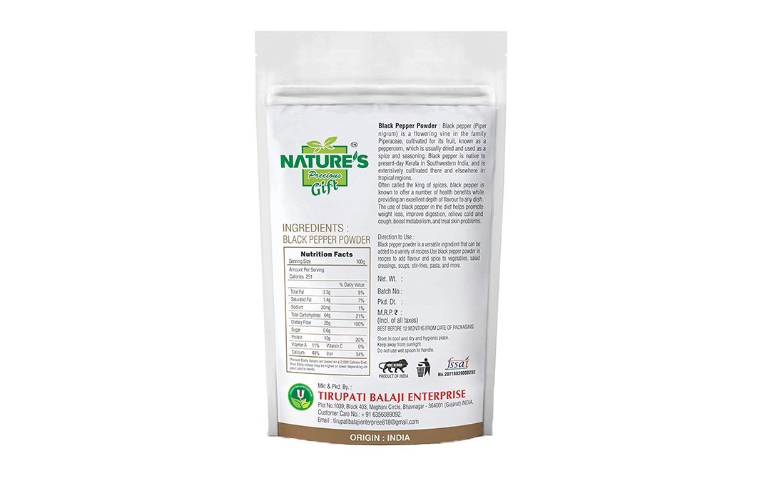 Nature's Gift Black Pepper Powder    Pack  500 grams